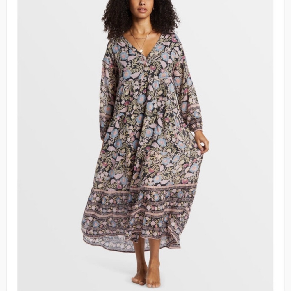 Billabong “Adore me” Floral Maxi Dress - Black and Pink
